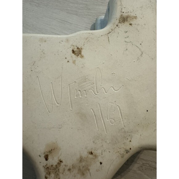 Studio Pottery Texas Shaped Dish Blue Signed 1/89 - Picture 4 of 4